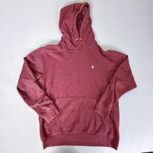 Volcom XL Burgundy Pullover Hoodie Faded Wash Skate Surf Sweatshirt